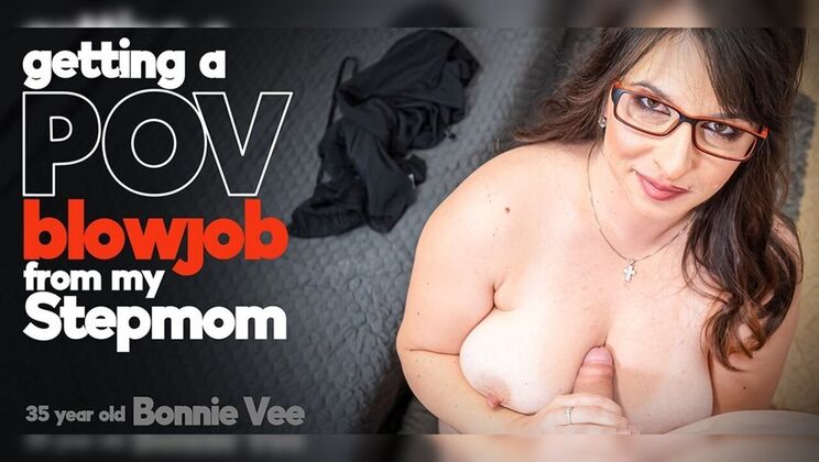 Stepmom with Big Natural Tits Gives Stepson a Blowjob